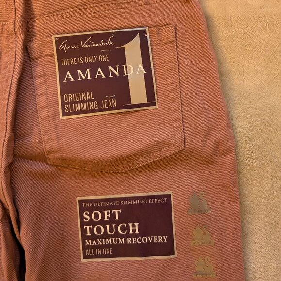 GLORIA VANDERBILT NEW WOMEN'S JEANS 2 Amanda Pink Denim Pants Slimming Slim - Picture 7 of 8